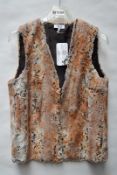 1 x Steilmann Womens Premium Soft Faux Fur Gilet In Ginger & White - Hook & Loop Fastening On Neck -