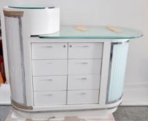 1 x Illuminated Cosmetics Shop Counter With Drawers and Glass Shelving - Left Hand Unit
