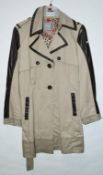 1 x Steilmann Kirsten Womens Long Belted Coat - 90cm In Length With Faux Leather Detailing - Size 12