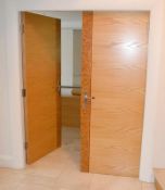 Set Of Premium Quality Internal Oak And Burl Walnut Double Doors With Brushed Metal Handles - Dimens