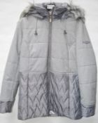 1 x Steilmann Feel C.o.v.e.r By Kirsten Womens Coat - Poly Down Filled Coat In Light Grey, With Deta