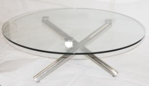1 x Chelsom Designer Designer Coffee Table - Features A Tempered Glass Top With A Sturdy Metal 3-