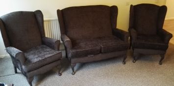 1 x 3-Piece Suite in Chocolate Brown - CL444 - Location: Altrincham WA14 - NO VAT ON THE HAMMER In
