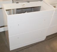 1 x Large 2-Drawer Vanity Basin Unit In A Bright White Finish With Chrome Bar Handles - New / Unused