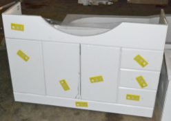 1 x Large 3-Door, 3-Drawer Vanity unit In Gloss White - Dimensions To Follow - New / Unused Stock In