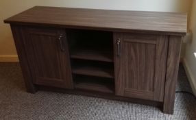 1 x 2-Door TV/Entertainment Low Sideboard Unit in Dark Walnut Finish - CL444 - Location: