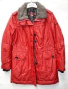 1 x Steilmann KSTN By Kirsten Womens Coat - Padded With Removable Faux Fur Collar Trim - Colour: Bri