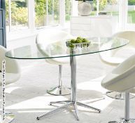 Large Designer Oval Glass Topped Dining Table and 4 x Calligaris 
