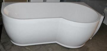 1 x Left Hand Maine Acrylic Shower Bath In White - Dimensions: Approx 1700 x 900mm - Ex-Display Item