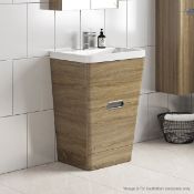 1 x Sherwood Tapered Vanity Basin Unit With Drift Oak Finish - CL269 - Ref MT727