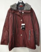1 x Steilmann Feel C.o.v.e.r By Kirsten Womens Coat - Poly Down Filled Coat In An Iridescent Burgund