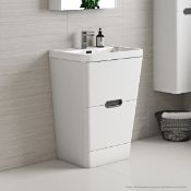 1 x Sherwood Tapered Vanity Basin Unit With White Finish - 2 x Soft-close Drawers - New / Unused