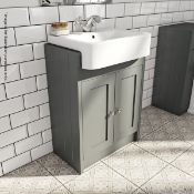 1 x Winchester Semi Recessed Basin With Vanity Unit In Grey - New / Unused Stock