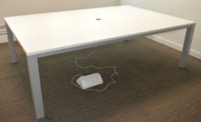 1 x Boardroom Meeting Table - Gloss White Finish With Grey Metal Frame - Large Size H74 x W240 x