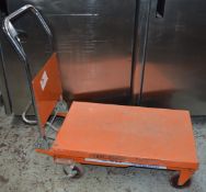 1 x ELT Scissor Lift Trolley - 660lb Capacity - Bed Size 50 x 80cms - Max Height 90cm - Ref