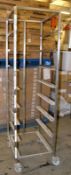 1 x Wheeled Stainless Steel Tray Rack For 8 Trays - Dimensions: 52 x 63.5 x 190.5cm - Ref: MC134 - C