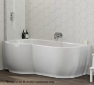 1 x Left Hand Maine Acrylic Shower Bath In White - Dimensions: Approx 1700 x 900mm - New / Unused Bo