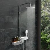 1 x CHIME Oval Shower Riser Rail Kit In White - Dimensions: H88 x W50cm, 7kg - Ref: MT395 -