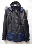 1 x Premium Branded Womens Winter Coat - Wind Proof & Water Resistant - Colour: Black/Blue