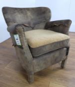 1 x Timothy Oulton Mad Professor Armchair Scarecrow Brown Leather - Dimensions: W67cm X D71cm X H73c
