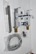 1 x Vogue Series 1 Bath Modern Bath Shower Mixer Tap With Handset In Bright Chrome - High Quality