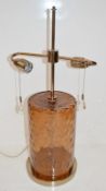 1 x FENDI CASA Table Lamp In Mottled Brown Glass With A Light Copper Base - Dimensions: Height 68 x