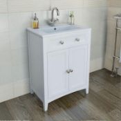 1 x Camberley 600 Vanity Unit In White - Dimensions: H78 x W60 x D39cm - Unused Stock - Ref: MT333 -