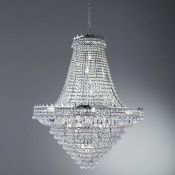 1 x VERSAILLES Chrome Large 19-Light Chandelier Trimmed With Crystal Glass Chains - Ex Display Stock
