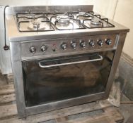 1 x Indesit KP9507 90cm Dual Fuel Range Cooker - Stainless Steel Finish - Dimensions: 90 x 60 x H94