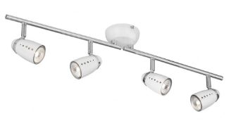 1 x Pluto Chrome 4 Light Adjustable Bar Spot Light With White Egg Heads - Ex Display Stock - CL298 -