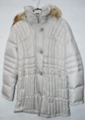 1 x Steilmann Kirsten Womens Real Down Quilted Winter Coat In Light Silver - Removable Hood