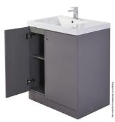 10 x Alpine Duo 750 Floorstanding Vanity Units In Gloss Grey - Dimensions: H80 x W75 x D49.5cm - Bra