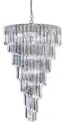 1 x Sigma Chrome 9 Light Chandelier With Clear Acrylic Prisms - Ex Display Stock - CL298 - Ref 99 -