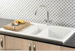 1 x RAK Ceramics Gourmet Dream Sink 1 - Reversible 1.5 Bowl White Ceramic Kitchen Sink - Dimensions: