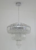 1 x Chrome & Glass Multi-Tiered Chandelier With Bevelled Crystal Coffin Drops - Ex Display Stock - C