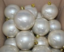 Over 350 x Assorted Premium Christmas Tree Decorations In Copper And Pearl - Harrods Shop Fittings!