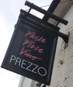 1 x Outdoor Pasta Pizza Vino Prezzo Wall Mounted Swing Business Sign With Gallery Light - CL320 -