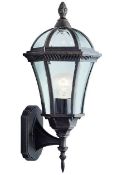 1 x Capri Aluminium Ip44 Rustic Brown Outdoor Wall Uplighter, Bevelled Glass - Dimension: 41 x 20cm