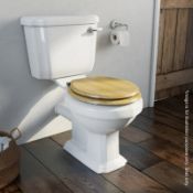 1 x Dulwich Close Coupled Toilet With Wooden Toilet Seat Oak Effect - New / Unused Stock - Dimension