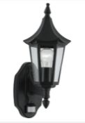 1 x Bel Aire Aluminium Ip44 Black Outdoor Wall Light, Clear Glass, Sensor - Ex Display Stock - Dimen