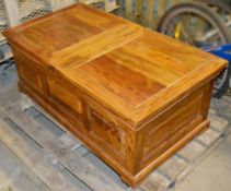 1 x Large 2-Door Solid Wood Bedding Blanket Storage Box - Dimensions: 110.5 x 61 x H44cm - Ref: