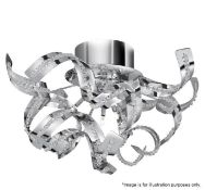 1 x Sparkles Chrome 5 Light Semi-flush Fitting With Acrylic Drops Ribbon Design - Ex Display Stock -