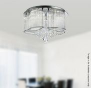 1 x MELA Chrome LED Flush Ceiling Light With Crystal Drops - Ex Display Stock - CL298 - Ref: J056 -