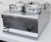 1 x LINCAT Silverlink 600 Stainless Steel Commercial Bain Marie (Model BS4W) - 1kW Wet Heat - 4 x