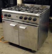 1 x Parry Six Burner Oven Range - Model P6BOP - Stainless Steel Exterior With Heavy Duty Pan