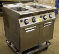 1 x Commercial Twin Tank Pasta Boiler - Stainless Steel Finish - CL256 - Natural Gas - H86 x W80 x