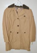1 x Steilmann Womens Belted Winter Coat In Beige And Removable Fleece Collar - UK Size 12 - New Samp