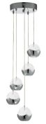 1 x ICEBALL Led Chrome 5-Light Multi-drop Pendant With Bubbleglass - Ex Display Stock - CL298 - Ref: