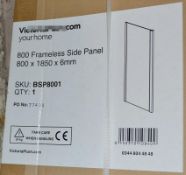 1 x Frameless 800 Shower Side Panel - BSP8001 - Dimensions: 800 x 1850 x 6mm - New / Unused Stock -