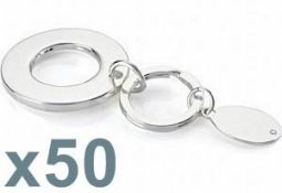 50 x Silver Plated Key Rings By ICE London - Design: SOLAR - MADE WITH 